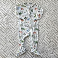 Angel Dear 3-6M Bamboo Footed Sleeper Safari Dinosaur Print Zip Pajamas