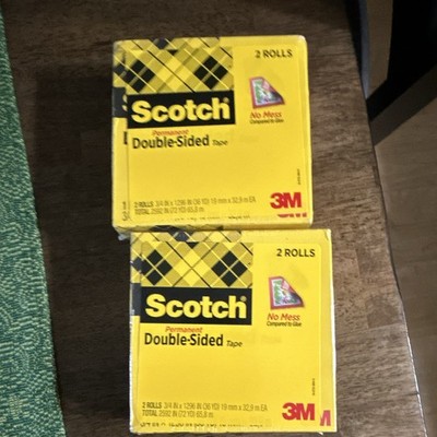 Scotch Permanent Double-Sided Tape 2 Rolls 3/4 in x 36 yd 665-2P34-36