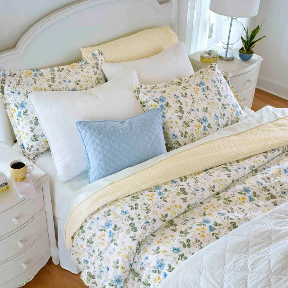 Juego de funda nórdica Meadow floral de 3 piezas de algodón azul king Foto 2 de 4