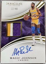 2015-16 Panini Immaculate Magic Johnson Patch Auto /40 Game Used HOF Lakers