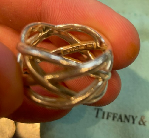 Tiffany & Co Braided Celtic Knot Sterling Ring 7.5 w/ Bag Worn Good Condition - Picture 4 of 7
