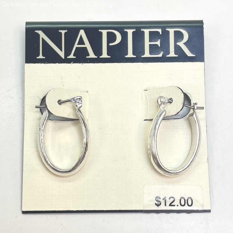 Napier Silver Tone Hoop Earrings 6.8g