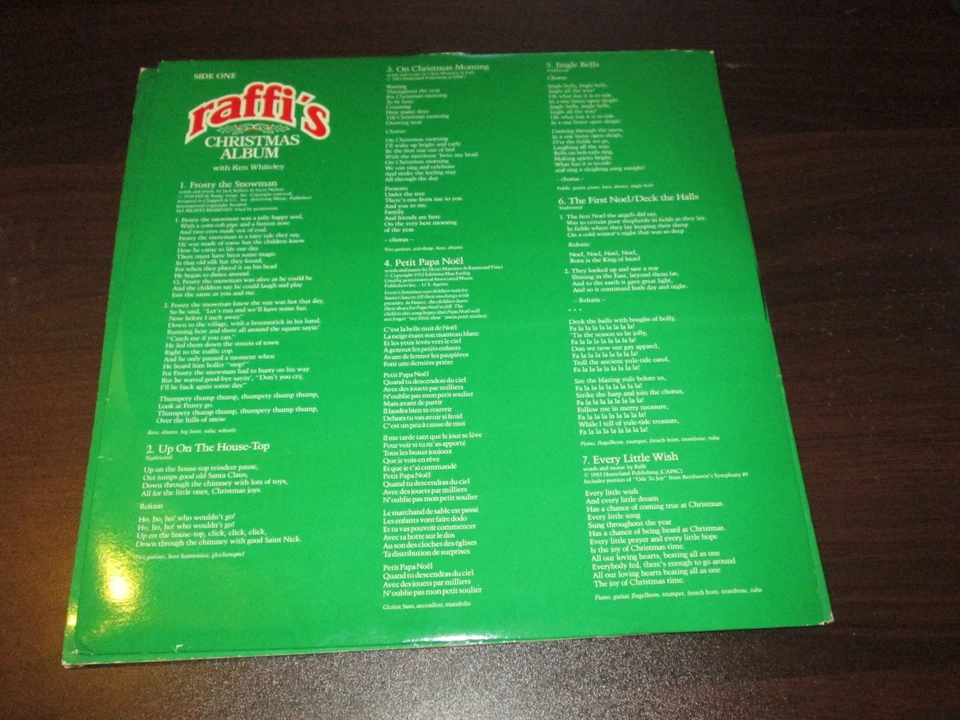 RAFFI Raffi’s Christmas Album SHORELINE LP W/ INNER SLEEVE Holiday Vinyl VG+ - Image 3 of 4