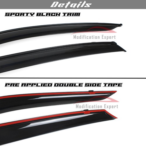 For 22-25 Honda Civic Hatchback Black Trim Smoked Tinted Window Visor Rain Guard - Picture 3 of 5