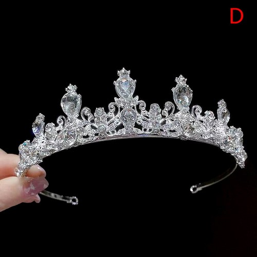 2023 New Women Girls Silver Color Crown Headwear Korean Crystal Tiara Fashion - Picture 16 of 17