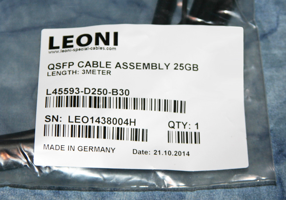 Leoni L45593-D250-B30 QSFP High speed cable 25GB, 3 Meter, Made in ...