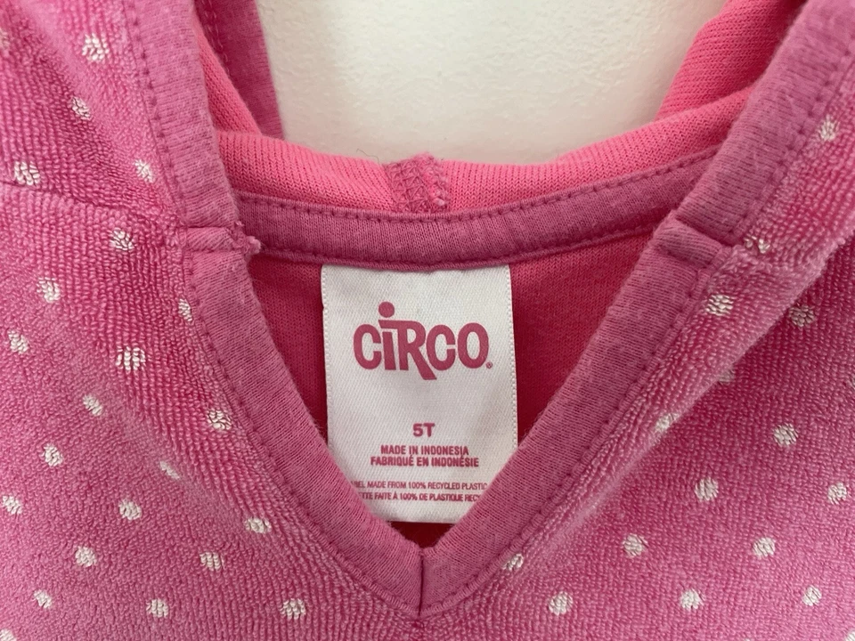 Circo Toddler Girl Small Polka Dot French Terry Hooded Long Sleeve Shirt Pink 5T - Image 2 of 4