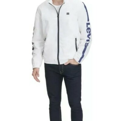Levi s Windbreaker White Spelled out Zip Jacket Sz XL New