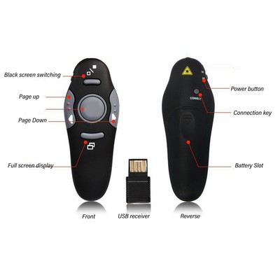 New Presentation Clicker 2.4Ghz 49.2ft Control Range Plug And Play Frosted USB P