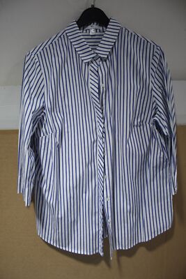 P. HAHN women's shirt blouse 100% cotton women's shirt size 46 white/blue women's clothing