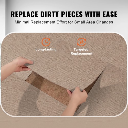 VEVOR 10pcs Peel and Stick Carpet Tile Self Adhesive Floor 18” x 18” Light Brown - Picture 6 of 12