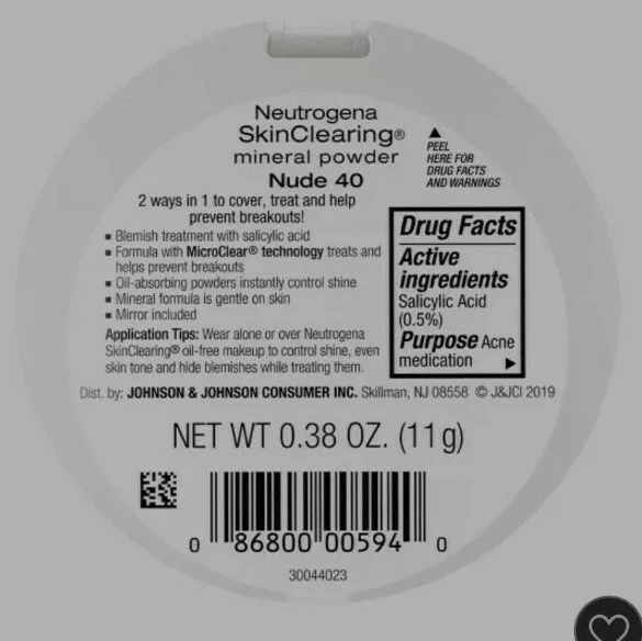 New Sealed Neutrogena SkinClearing Mineral Powder MicroClear Technology Nude 40 - Image 3 of 4