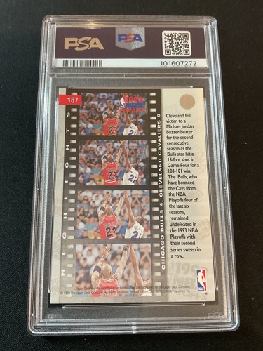 MICHAEL JORDAN/G WILKINS ~ PLAYOFFS 1993 cubierta superior ~ PSA 9 COMO NUEVO - Imagen 2 de 2