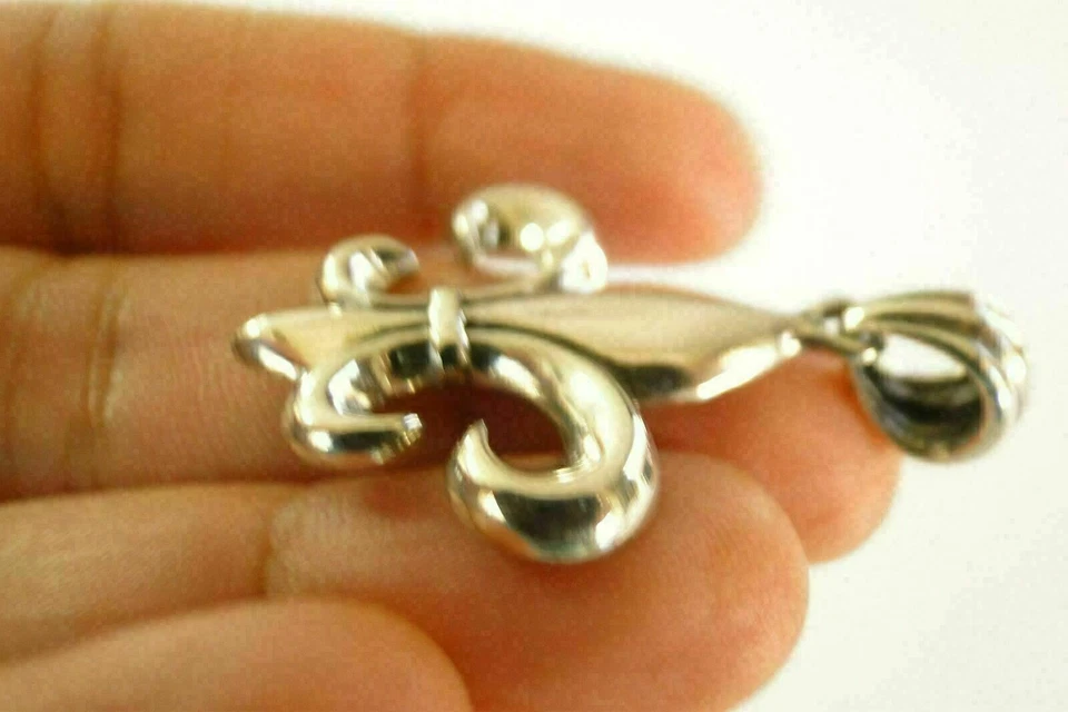 Fleur De Lis No Stone 925 Sterling Silver Pendant - Image 3 of 4