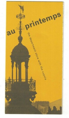 Au Printemps Department Store with the Cupola Brochure Paris France 1960s