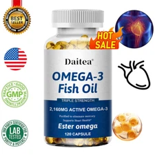 Omega 3 Fish Oil Capsules Triple Strength, DHA/EPA 30/60/120 Softgels