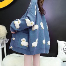 Femme Fille Tricot Cardigan Haut Pull Manteau Hiver Chaud Décontracté Mignon
