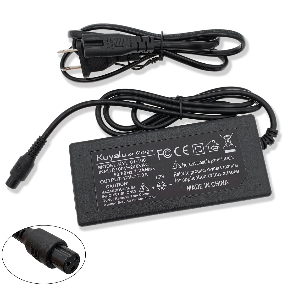 29.4V or 42V 3 Prong AC Adapter For X Hover 1 ALL STAR HY ASTR Electric Scooter