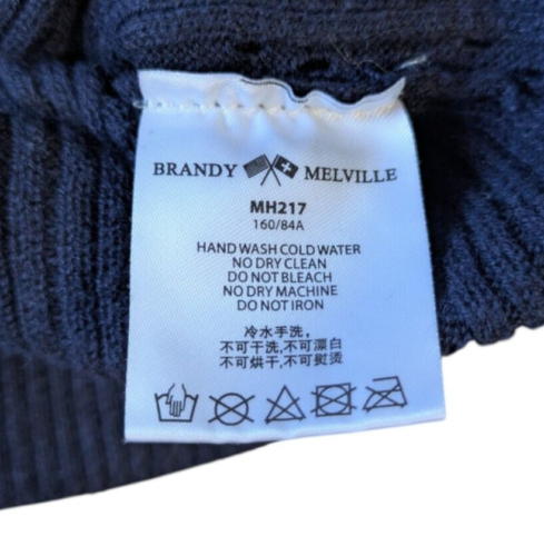 Brandy Melville Shannon Navy Blue Eyelet Cardigan Sweater One Size Kaia Gerber - Picture 8 of 9