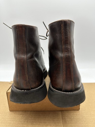 Mens Brown Leather Lace Up Cap Toe Country Boots Size 10.5 3E Made Italy Vibram - Picture 12 of 18