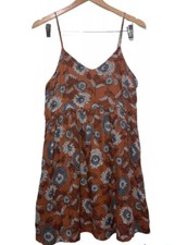 Madewell Dress Orange Floral Print Gathered Blooms Tank Dress Size S *FLAWED