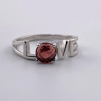 Belle bague étonnante en argent sterling 925 motif grenat amour - Photo 1/4