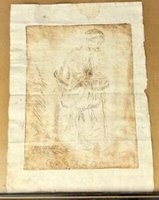 Antique Signed Rembrandt Etching Print Laid Paper, dated 1646 Estate Find