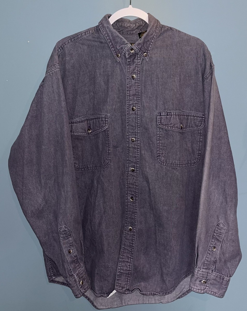 Vtg 90s EDDIE BAUER Denim Shirt L/S Button Up 2 Pocket Vtg 90s EDDIE BAUER Denim Shirt L/S Button Up 2 Pocket