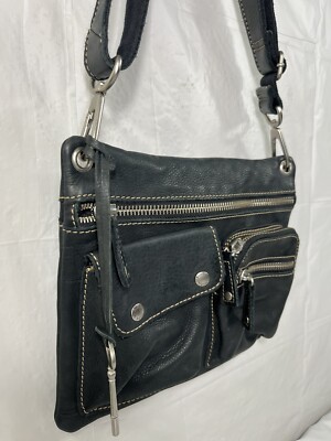 FOSSIL Sutton Black Pebbled Leather Crossbody Messenger