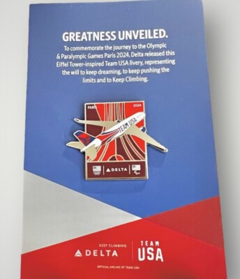 Delta Air Lines 2024 Paris Olympics Team USA Airplane Livery Pin