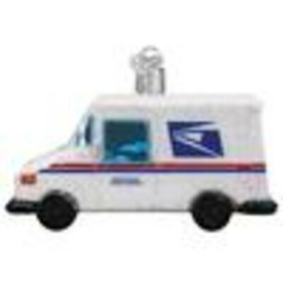 Old World Christmas Glass Blown Ornament, USPS Mail Truck (With OWC Gift Box)