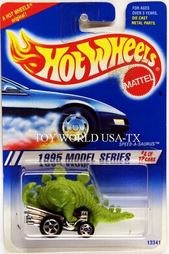 1995 Hot Wheels Speed-A-Saurus Green 5-Spoke Wheels #345 New Model Series