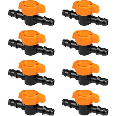 8Pack 1/2 Inch Drip Irrigation Barbed Shut-Off Valve for Drip Sprinkler Systems