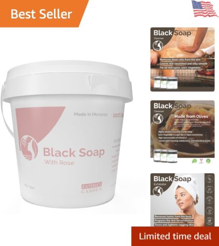 Natural Rose Oil-infused Moroccan Black Soap – 1Kg Moisturizing Exfoliator