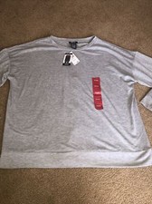 NEW Womens Gray/Grey Zip Back Sweatshirt XL 18/20 Long Sleeve 68 Soft Top Shirt