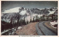 Moonlight Scene Moffat Road Gilpin County Tolland Colorado Vtg Postcard CP340