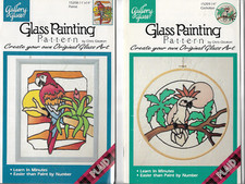 Lot of 2 Gallery Glass-Glass Painting Pattern-PARROT & COCKATOO