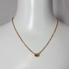 Gold Dainty Puff Heart Pendant Necklace