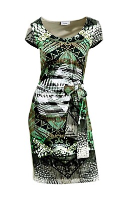 Heine Damen Kleid Druckkleid Business Freizeit Urlaub Sommerkleid grün Gr. 40