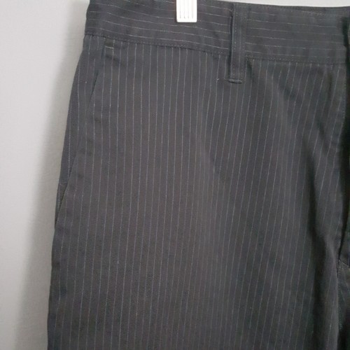 Volcom Stone Mens Shorts Black Striped Chino Flat Front Pockets Logo Zipper 36 - Picture 3 of 8