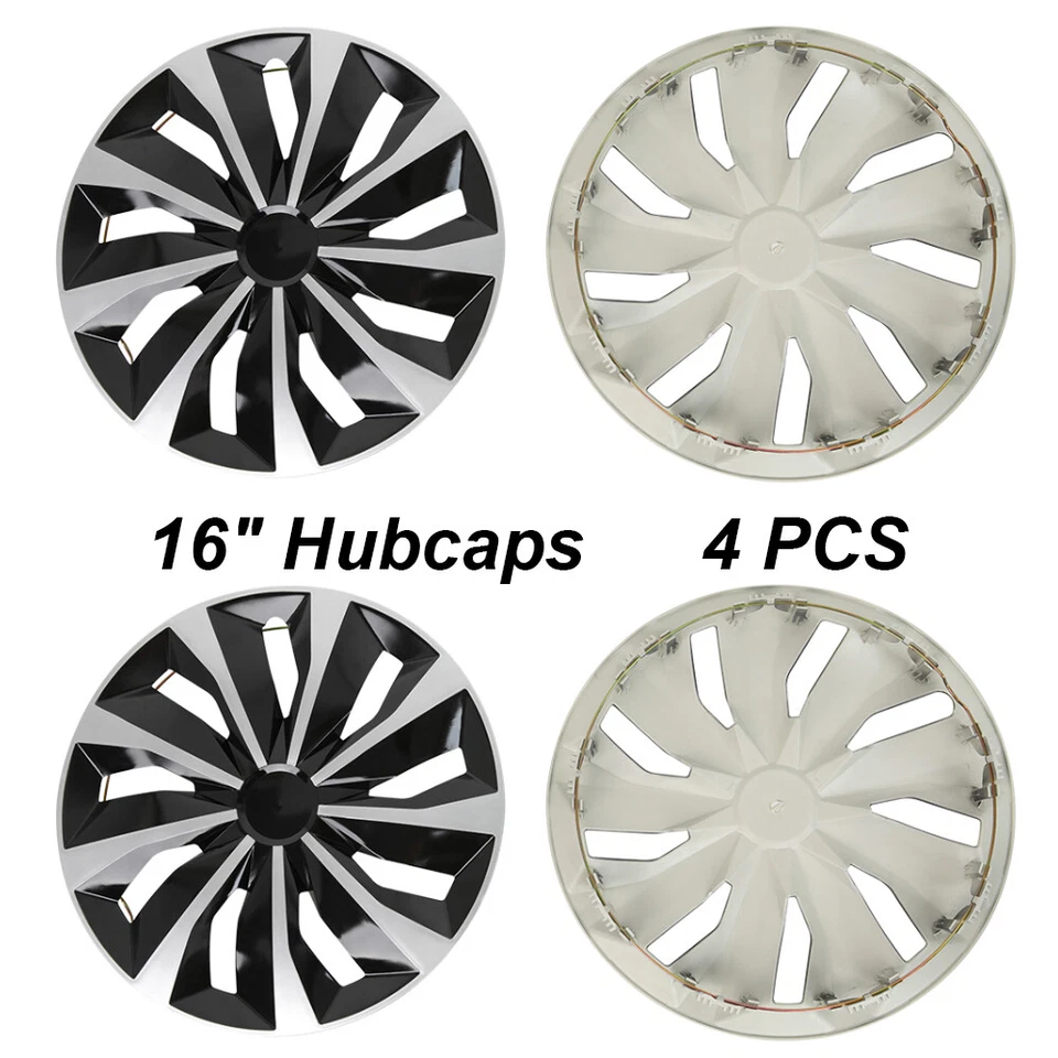 Juego de 4 cubiertas de rueda negras de 16" para Pontiac G6 2005-2008 tapacubos a presión para llanta Foto 2 de 4