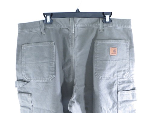 Carhartt Mens Flannel Lined Canvas Work Carpenter Pants Gray B111 MOS 42 x 32 - Picture 5 of 10