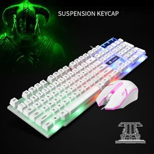 Computer Desktop Gaming Keyboard and Mouse Mechanical Feel LED Light Backlit 3