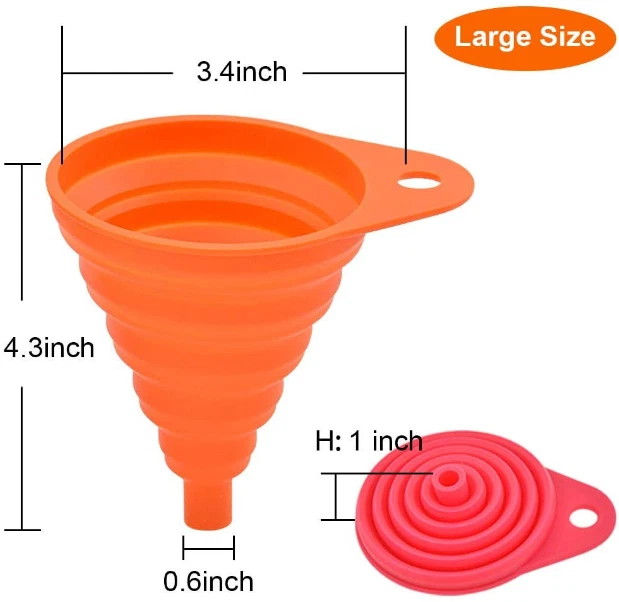 Силиконовая складная воронка набор из 4 упаковок от маленьких до больших складных для кухни  - Изображение 2 из 4