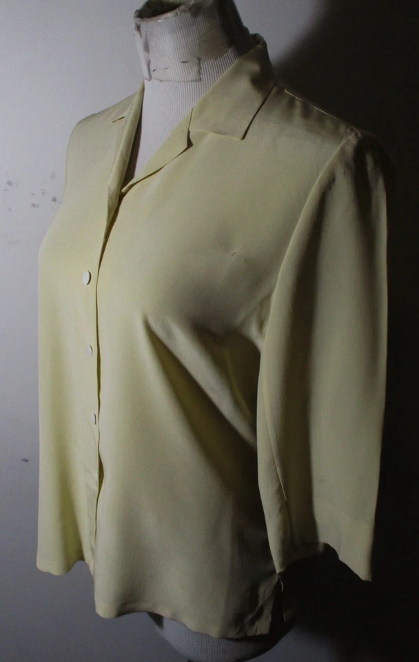 JOSEPHINE CHAUS 米色 100% 真丝 3/4 袖衬衫 8 码宠物。 — 第 4/4 张图片