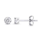 Solitaire Stud Earrings 3MM Simulated Diamond 6 Prong Set 14K White Gold Plated