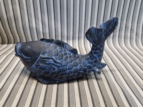 9" Resin Decorative Realistic Blue Koi Fish Pond Spitter Garden Outdoor Decor