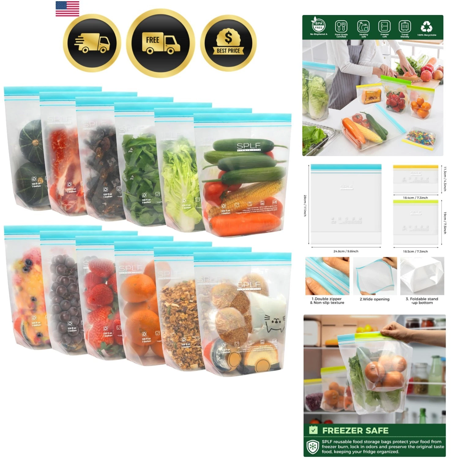 12 Pack Reusable Gallon Freezer Bags Dishwasher Microwave Safe, 1 Gallon BPA ...
Opens in a new wind