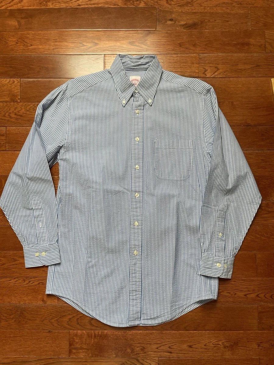 Chemise Homme Brooks Brothers - Rayée 100% Coton - Col Et Poignets Boutonnés - Taille 17-36 - Occasion