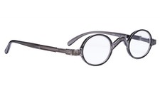 Professor Mens Small Oval Round Reading Glasses Classic Vintage Smoke Grey 1.00